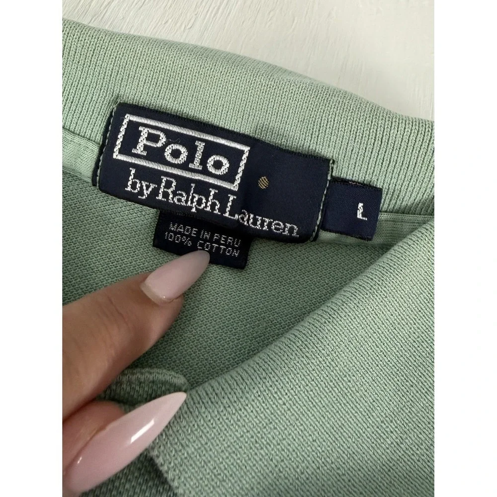 Vintage Polo Ralph Lauren Men Size L Color Block Shirt 90s Blue Green Gray Y2K